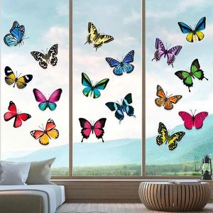 Wall Stickers 20PCS Butterfly Window Anti-Collision Clings Decals Reusable Stained Glass Film 3d Sticker