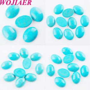 WOJIAER Natural GemStone Turquoises Cabochon Oval Clear CAB Beads No Drilling Hole for Jewelry Making DIY Pendant Ring BU817179w