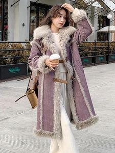 Women's Fur Lanmrem Korean Style Winter Tjock Faux Long Coat for Women Spliced ​​Design Warm Clothing Fashion Female 2023 24472