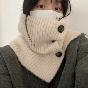 Halsdukar Fashion Neck Cover för kvinnor Vinter mångsidig stickad halsduk Sydkoreas varma halsduksskyddsknapp Kappa 231216