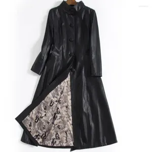 Women's Trench Coats Pu Leather Women Coat Fashion Overcoat Long