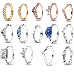 Cluster-Ringe 2023 Winter Shooting Stars Herbarium Celestial Timeless Wish Halb funkelnder Ring für Frau Silberschmuck