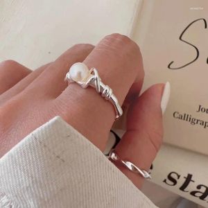 Cluster Rings BF Club 925 Sterling Silver Ring for Women Jewel Pearl Finger Open Vintage Handmade Allergy Party Birthday Present