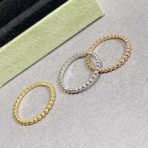 Wedding Rings High Quality Rose Gold Rice Bead Ring Women's Plain Ring Lovely Sweet Simple Fashion Party Luxury Jewelry Gift 231218