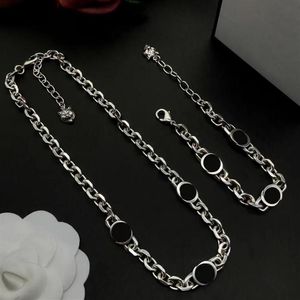 Designer Choker Necklace Fashion Men Women Stainless Steel Bracelets Cuban Silver Chain Brand Letter Pendants for Unisex Collar Hi2058