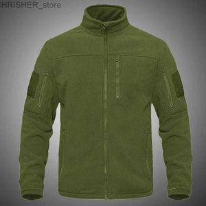 Jaquetas táticas 2023 novo zíper completo tático jaqueta de lã verde térmica casacos de trabalho quentes bolsos masculinos safari jaqueta caminhadas outwear blusão l231218