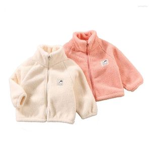 Casaco de pelúcia para meninos e meninas, jaqueta quente de pelúcia para outono e inverno de 2 a 9 anos, versão coreana, suéter casual solto, roupas infantis da moda