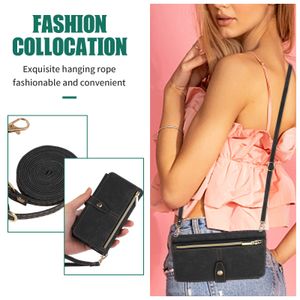 Wallet Luxury Zipper Leather Phone Case for IPhone 15 14 13 12 11 Pro Max 14Plus 15Plus Multi Cards Slot Holder Crossbody Lanyard Purse Cover Magnetic Snap