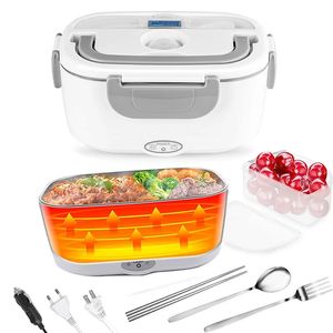 Lunchlådor Elektrisk uppvärmning Lunchlåda Rostfritt stål Mat Uppvärmd Warmer Container Portable Picnic Box 220V 110V 24V 12V CAR EU US Plug 231218