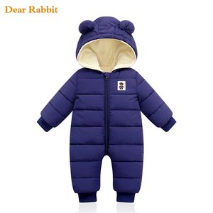 Rompers overalls baby clothes Winter Plus velvet born Infant Boys Girls Warm Thick Jumpsuit Hooded Outfits Snowsuit coat kids Romper 231218