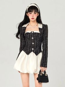 Two Piece Dress High Quality Small Fragrant Tweed Set Women Fall Winter Short Jacket Coat Sets Sweet Fashion 2 Outfit 231218