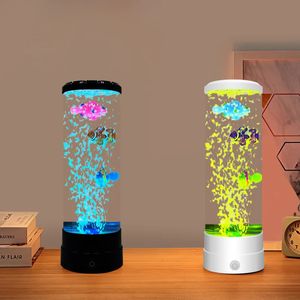 Novidade itens simulados led colorido grande bolha peixe luz aquário tanque usb noite para casa mesa quarto sala de estar 231218