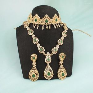 Halsband örhängen set eleganta kvinnors smycken algeriska bröllop tiara huvudkedja hänge tillbehör mode