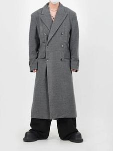 Giacche da uomo Abiti stile avant-garde Spalline Soprabito di lana Trench lungo casual sopra il ginocchio Autunno e inverno