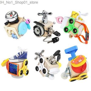 Sorting Nesting Stacking toys Kids Busy Cube Tie Shoelaces Fishing Screw Nut Matching Puzzle Board Wooden Montessori Toys Unlock Fidget Sensory Toy Gifts Q231218
