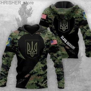 Jaquetas Táticas Emblema Nacional Ucraniano Camuflagem Hoodies 3D Impresso Homens Mulheres Cool New Casual Pulôver Militar Moletom Com Capuz Roupas L231218