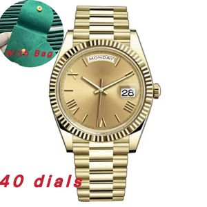 Mens Watch Gold Day / Date Roma Dial Movimento Automático Tamanho 41mm 36mm Mulheres Relógios com Bolsa Safira À Prova D 'Água Orologio Relojes Montre Designer AAA