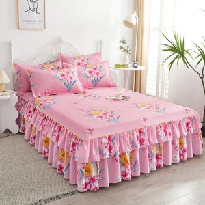 Colcha colcha lençol colchão capa completa gêmeo rainha king size lençóis 3pcs cama saia com 2pcs fronhas casamento 231218