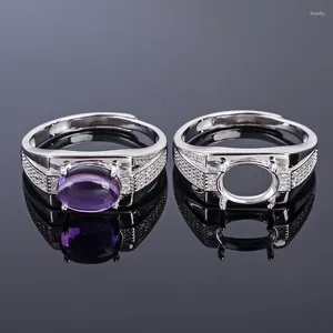 Cluster Rings MeiBaPJ 7 9 Natural Amethyst Gemstone Fashion Ring /Empty Support For Men Real 925 Sterling Silver Fine Charm Jewelry SY