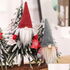 Decorazioni natalizie fatte a mano Gnome svedese scandinava Tomte Santa Nisse Nordic Plush Elf Table Ornament Orning Tree Drop Dieled Otnkw