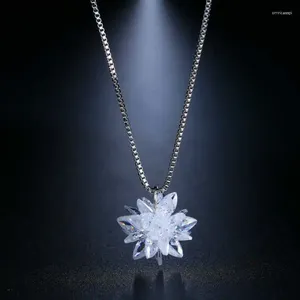 Collane con ciondolo Fiocchi di neve stereo in cristallo dalla catena austriaca Collana in argento sterling 925 per regalo da donna