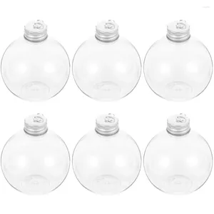 Vasos 6 Pcs Garrafa Esférica de Natal Clear Container Tampa Doces Suco Hermético Garrafas Embalagem de Bebidas As Tampas de Plástico de Armazenamento de Animais de Estimação