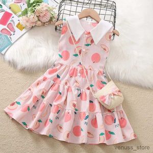 Mädchenkleider Sommer Mädchen Sommerkleid Süße Mädchen Urlaubskleider für Kinder Obstmuster Kinderkleider Baumwolle Kinderkleidung für 6 8 10 12 14 Jahre