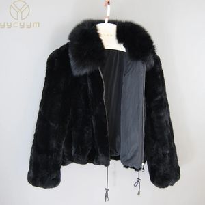 Giubbotti da donna SADY Fashion Lady 100 Natural Rex Rabbit Fur Coat Donne inverno Spesso Calda Giacca reale con colletto di qualità 231218