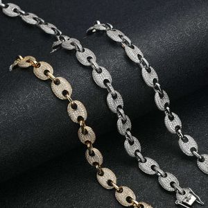 Cities Jewelry Hip Hop Claw Set Moissanite Bling Iced Out Coffee Beans Pig Nose Link Chain Necklace for Men Rapper