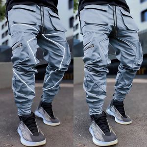 Mens Pants Men Gym Fitness Jogging Sports Trousers Hip Pop Skinny Reflective Joggers Running Training Track Sweatpants Sport Bottoms 231218