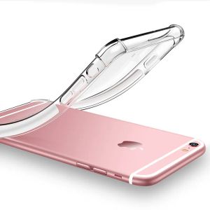Mjukt TPU Clear Case för iPhone 4 5 6 7 8 12 13 14 Plus Anti-Knock Case 11 Pro XR XS Max Transparent stötsäker Airbag-stötfångare 12 ll
