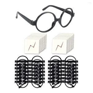 Party Decoration 16Pcs Wizard Glasses With Round Frame No Lenses And Tattoos For Kids Halloween Costume