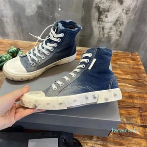 fashion Denim casual canvas shoes designer Women Low Top sneakers Retro Graffiti Men High Top sneakers Size 35-45