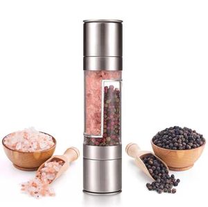 2 In 1 Pepper Manual Grinder Stainless Steel Salt and Pepper Grinder 200ml Spice Mill Grinder with Adjustable Coarseness S6306