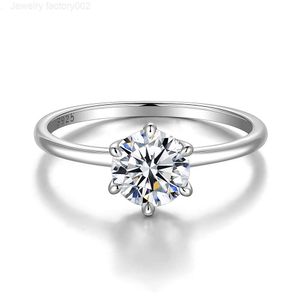 Eleganti anelli di fidanzamento in vero moissanite da 1 ct per le donne S925 gioielli in argento sterling con fedi nuziali con certificato