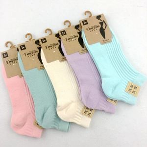 Women Socks 5 Par 100 Cotton Men Female 1 Set Lot Color Pack Candy Lady Ladies Sock Solid Invisible Unisex