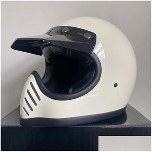 Kask Motosiklet Kaskları Dot Eco Appd Profesyonel Vintage Moto3 El yapımı kask FL Yüz Hafif Ağırlık Fiberglas Kabuk Cascos Drop Deliv