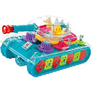 Electric RC Car Light Up Transparent Tank Tank dla dzieci opancerzonych z widocznymi ruchomymi biegami edukacyjnymi zabawkami zawierającymi małe dzieci 231218