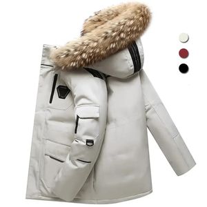 Herren-Daunenparkas, Winter-Daunenjacke für Herren, 90 % weiße Entendaunen-Parkas, Mantel, mittellanger Pelzkragen, männlich -30 Grad, warm halten, verdickte Schneemäntel 231218