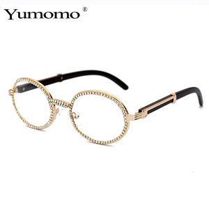 Vintage okrągłe sześcienne okulary przeciwsłoneczne Mężczyźni luksusowe kobiety owalne szklanki diamentów moda Hip Hop okulary UV400 Gafas de sol Mujer MX200527