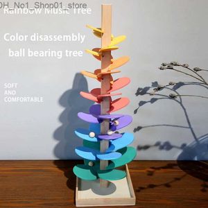 Sorting Nesting Stacking toys Colorful Tree Marble Ball Run Track Building Blocks Montessori Kids Wooden Toys Learning Educational for Children 3 Years Q231218
