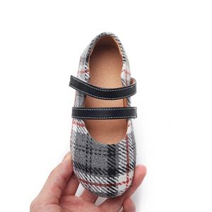 Badkläder flickor Mary Jane White Grey Plaid Tyg 2 Rems Rund tå klänning barn härliga Nina Zapatos Chaussure Sandq 2022 Autumn Winter New