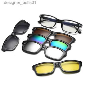 Солнцезащитные очки с 5 линзами, магнитные солнцезащитные очки с зажимом Polaroid, зеркальные магнитные солнцезащитные очки, мужские поляризационные очки по индивидуальному рецепту, близорукостьL231218