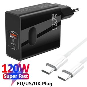 Şarj Cihazları 120W Gan Charger Hızlı Şarj QC 5.0 4.0 3.0 PD Şarj Cihazı IPad Pro Dizüstü Bilgisayar USB Tip C Şarj Cihazı İPhone Xiaomi Samsung