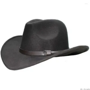 Basker A185 vuxna ull fedoras hatt kaffeläder bälte förälder och cowboy stor brimmad college stil bowler mössor