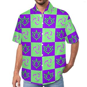 Herren Freizeithemden Genshin Impact Catalyze Kariertes Strandhemd Hawaiian Street Style Blusen Herrenmuster Große Größe