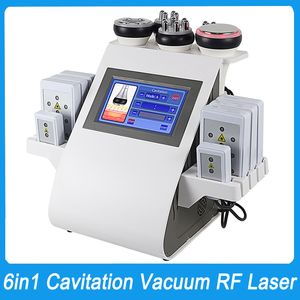 Pro 6in1 40K Cavitation RF Vakuum Laser Slimming Beauty Machine Radio Frequency Ultrasonic Fat Burning Skin Drawing Face Lyfting Body Shaping Sculpting