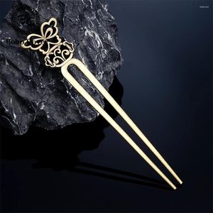 Hair Clips Vintage Antique Bronze Butterfly Stick Women Charm Metal Bookmark Ancient Traditional Clothing Tiara Noble Hairpins Jewelry