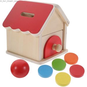 Sortowanie gniazdowania Łapy Montessori Object House House Ball Ball Drewniana pudełko na monety Dzieci Sensory Toys Baby Learning Educational Toys Q231218