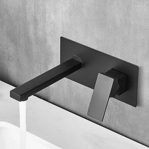 Rubinetti per lavandino del bagno Rubinetto per lavabo Montaggio a parete Nero / Cromato Miscelatore con bocca a parete Set Combinazione Blanoir Ottone